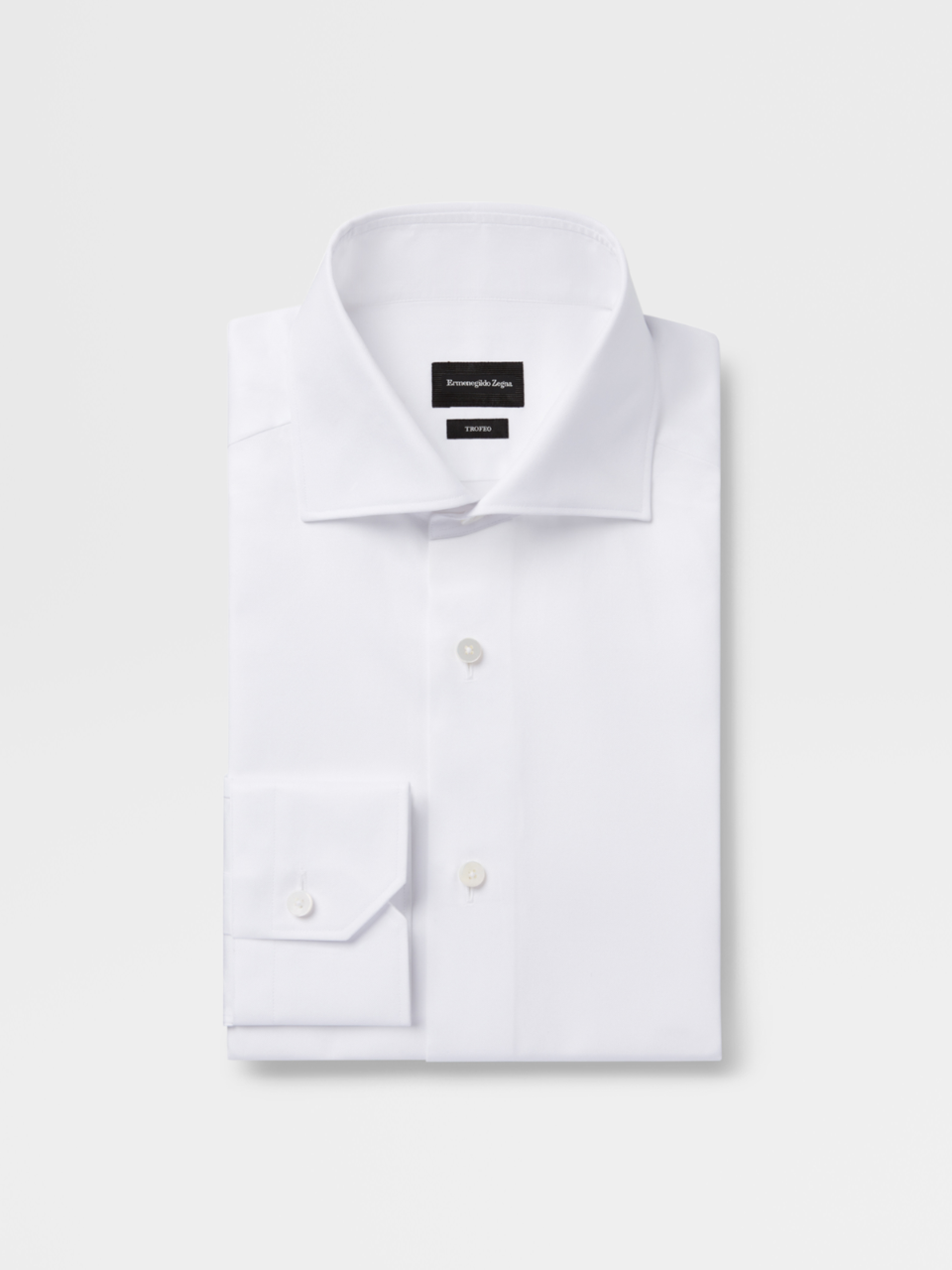 白色Trofeo™ 棉质精裁衬衫，Milano合身版型